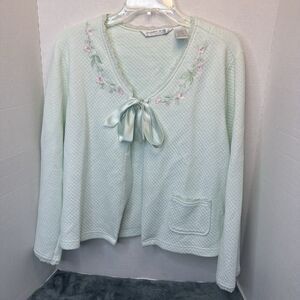 Vintage Jasmine Rose Quilted Bed Jacket Size XL Cottagecore Cozy Granny Style